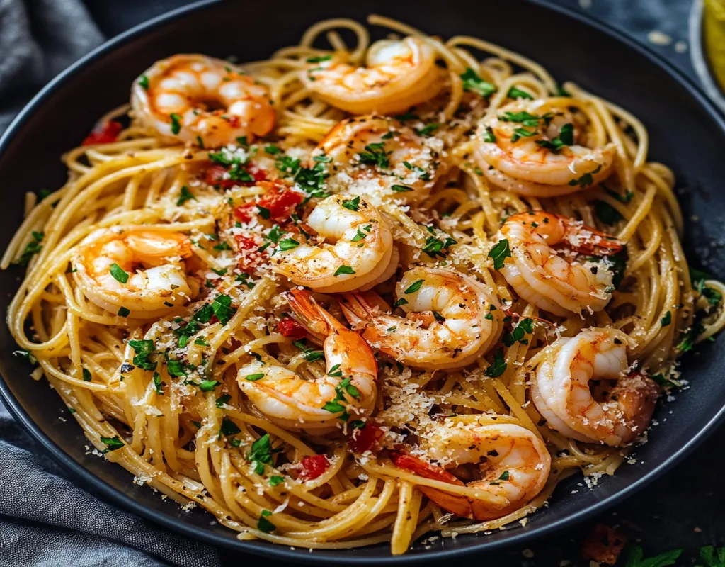 creamy garlic prawn pasta