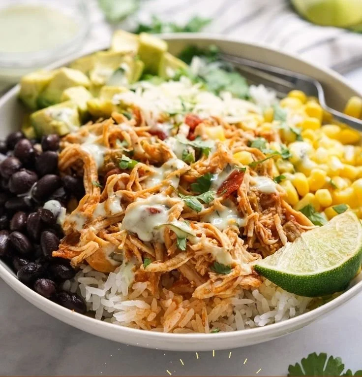 Delicious Chicken Burrito Bowl with fresh ingredients and vibrant toppings.