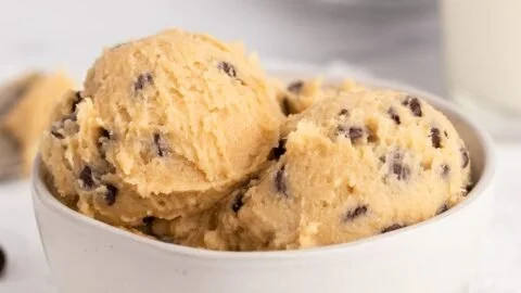 Delicious edible chocolate chip cookie dough recipe made safe to eat raw
