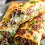 Delicious Keto Philly Cheesesteak Rolls served on a plate