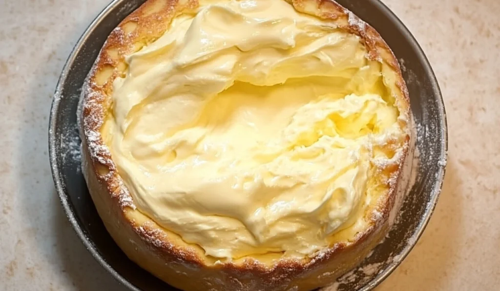 Melt-in-Your-Mouth Cake displayed on a wooden table with ingredients around it