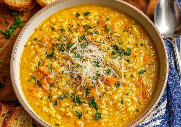 Delicious bowl of Italian Penicillin Soup with fresh herbs and ingredients