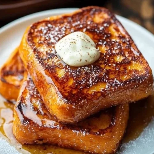 Delicious Pumpkin French Toast served with syrup and spices