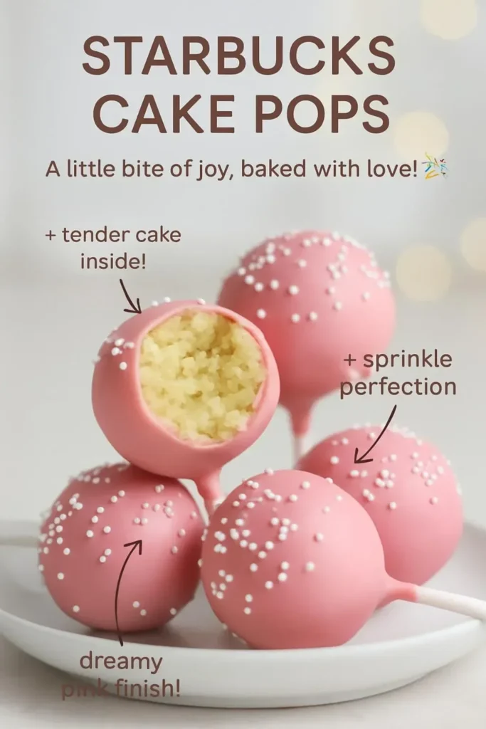 Starbucks Cake Pop displayed in a coffee shop with colorful icing