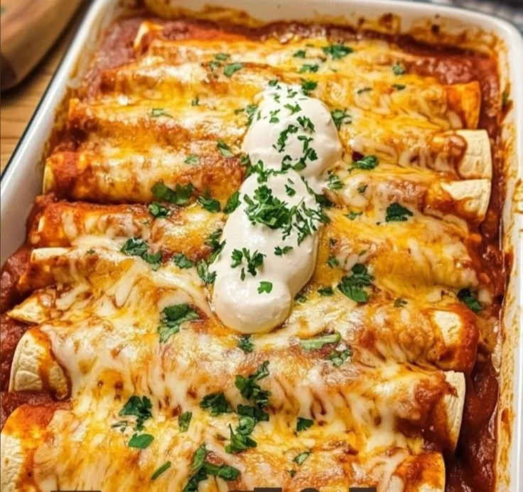 Delicious quick and easy chicken enchiladas served on a plate
