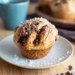Chocolate chip cruffins baked until golden brown with flaky pastry layers and melted chocolate chips.